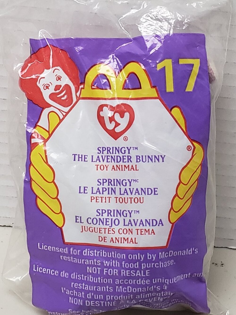 McDonald's Ty Beanie Baby Springy The Lavender Bunny